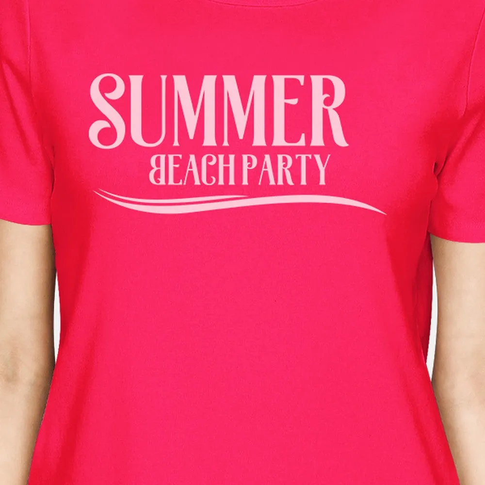 Summer Beach Party Womens Hot Pink Shirt