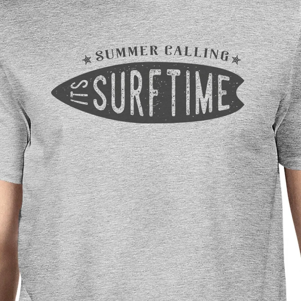 Summer Calling It's Surf Time Mens Grey Shirt