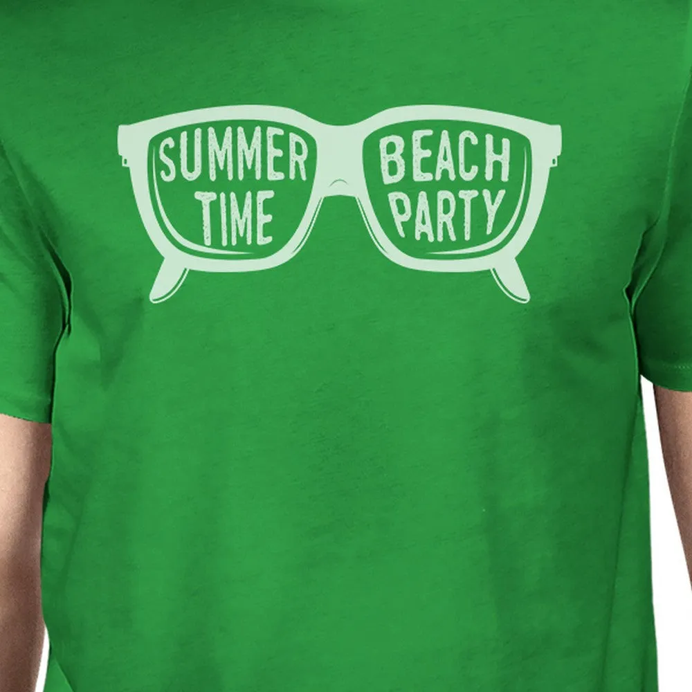 Summer Time Beach Party Mens Green Shirt