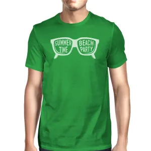 Summer Time Beach Party Mens Green Shirt