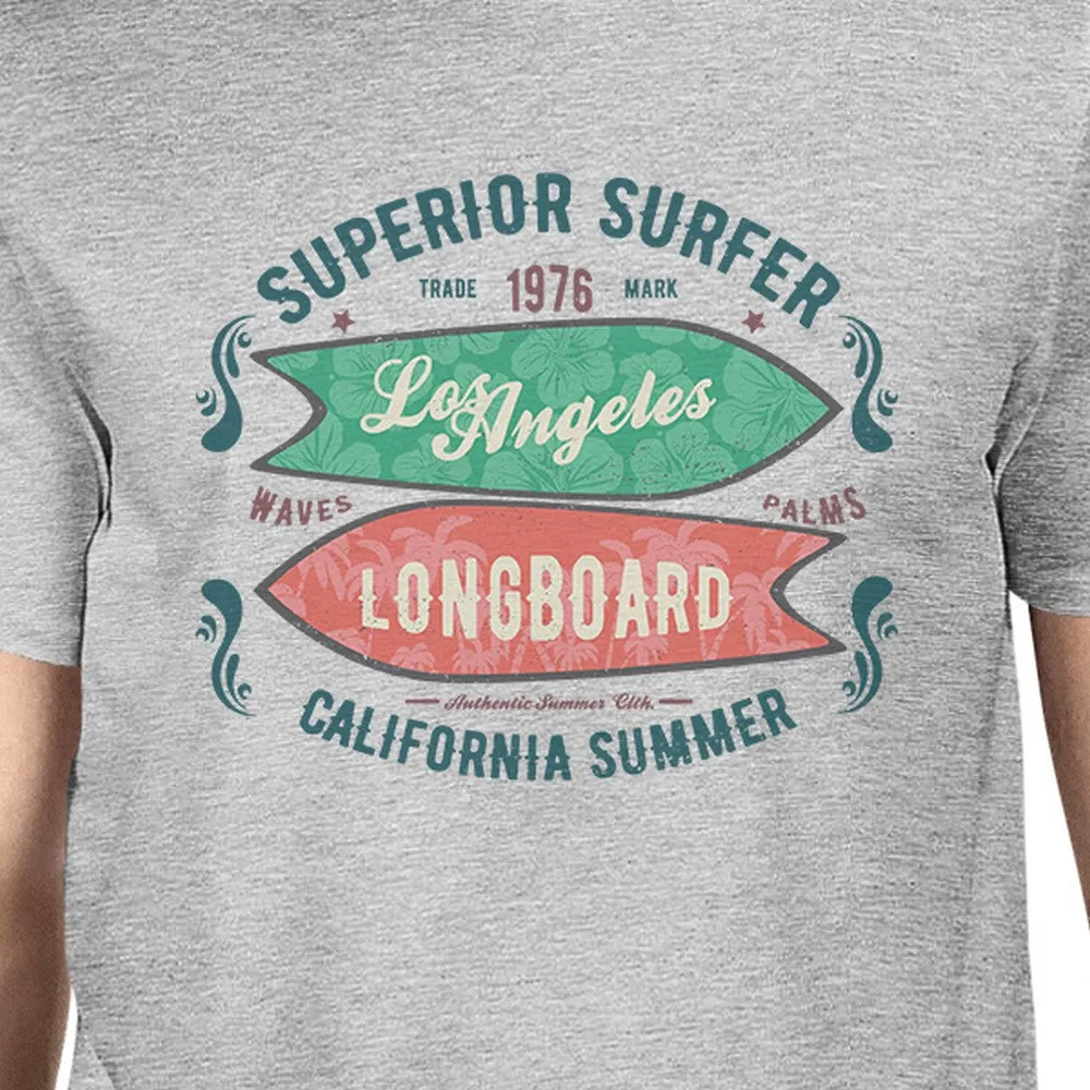Superior Surfer Los Angeles Longboard Mens Grey Shirt