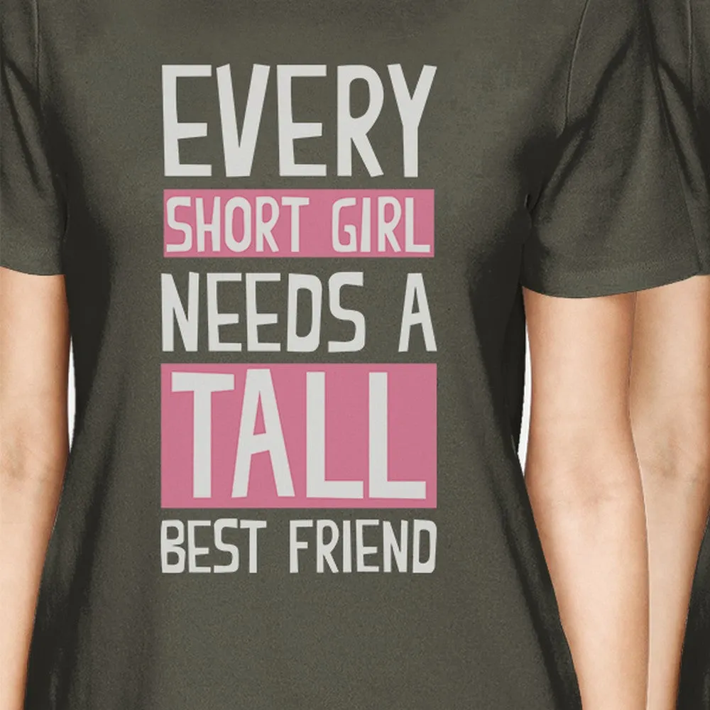 Tall Short Friend BFF Matching Shirts Womens Cool Grey Cotton Tee