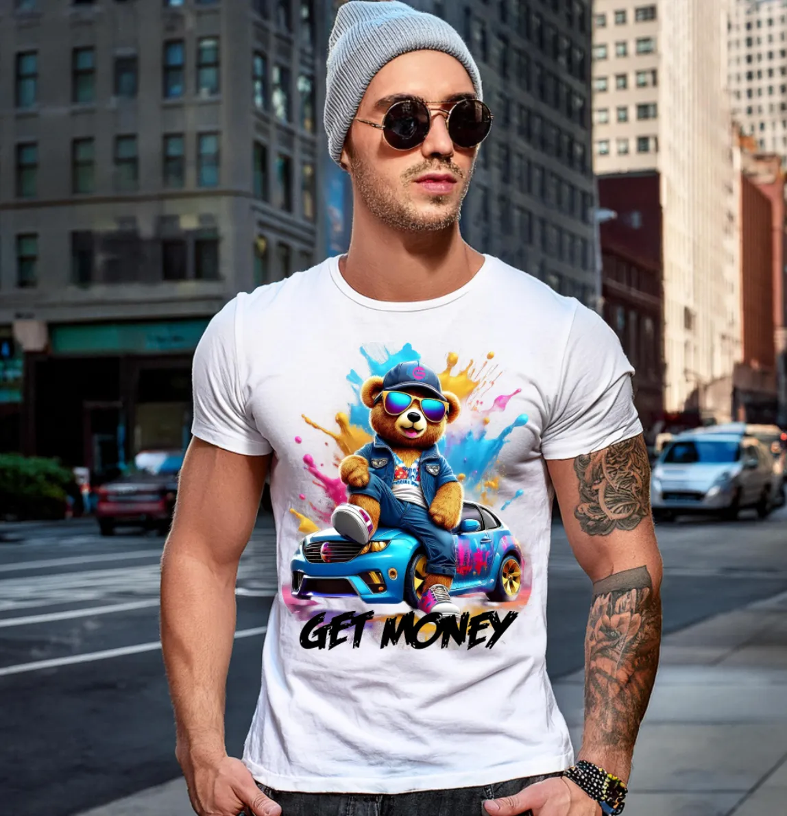 Teddy Over the Car Art Exclusive T-Shirts | Grooveman Music TM