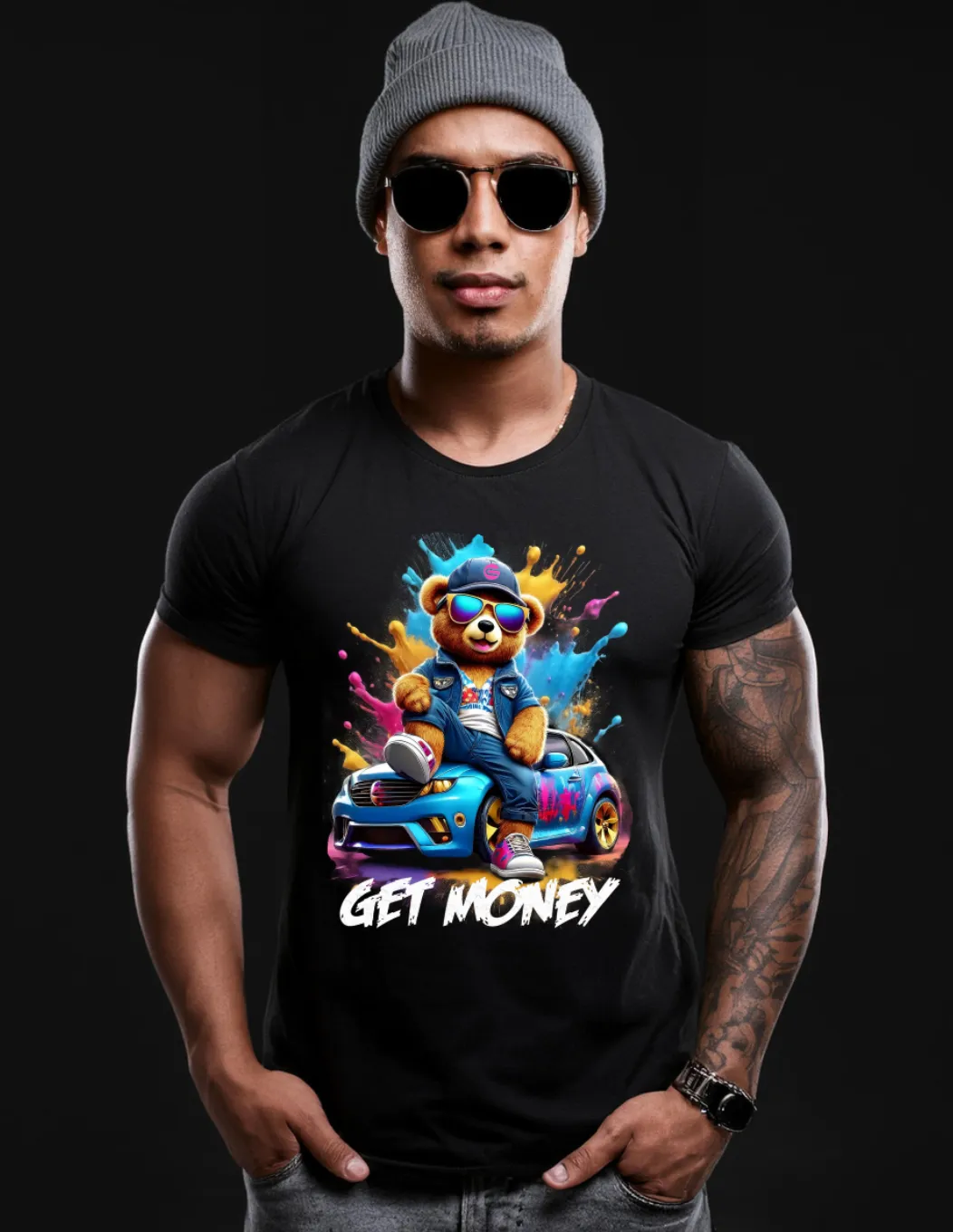 Teddy Over the Car Art Exclusive T-Shirts | Grooveman Music TM