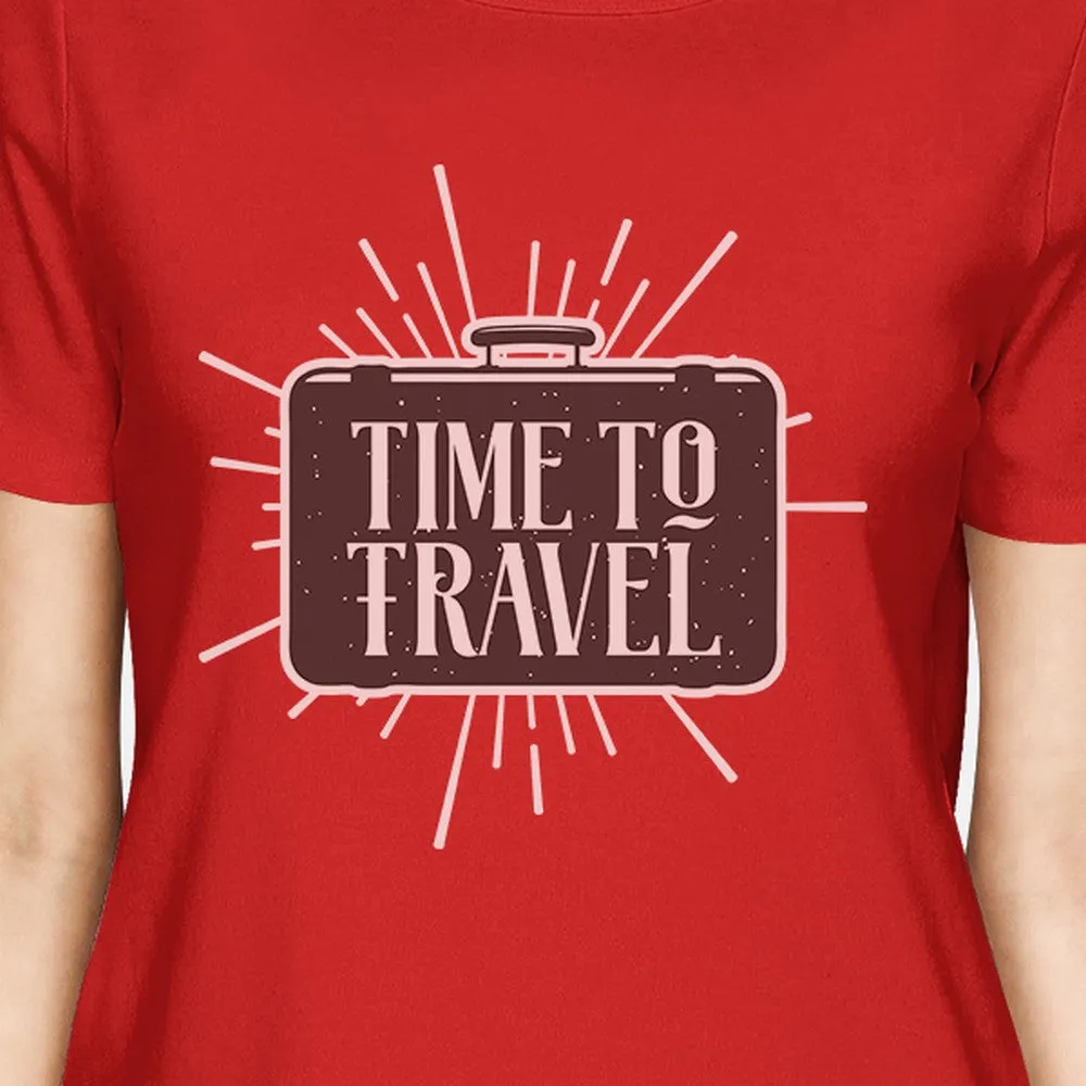 Time To Travel Womens Red Shirt
