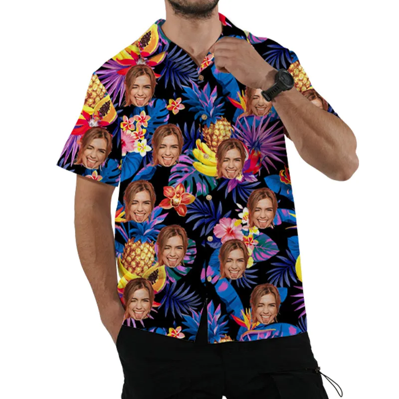 Tropical Fruit Print Men's Short Sleeve Tops Hawaiian Shirts Vacation Clothing
