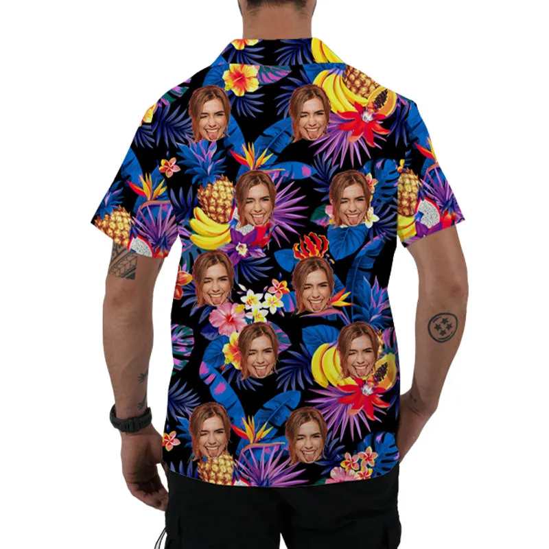 Tropical Fruit Print Men's Short Sleeve Tops Hawaiian Shirts Vacation Clothing