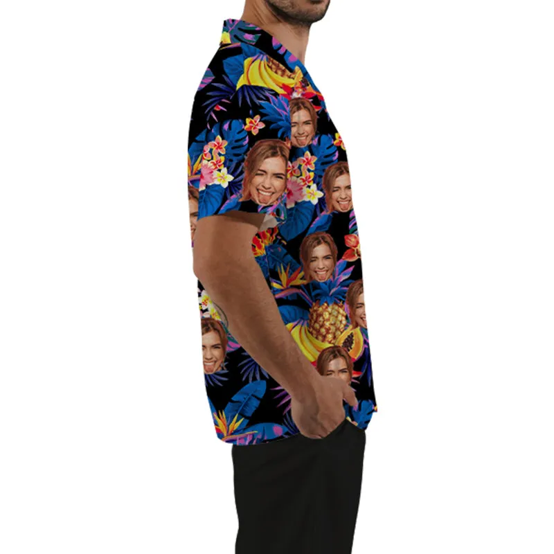 Tropical Fruit Print Men's Short Sleeve Tops Hawaiian Shirts Vacation Clothing