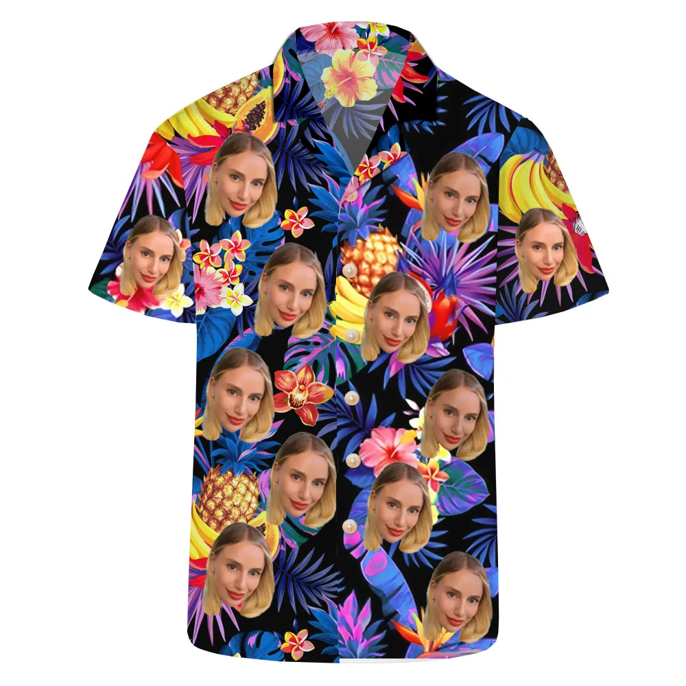 Tropical Fruit Print Men's Short Sleeve Tops Hawaiian Shirts Vacation Clothing