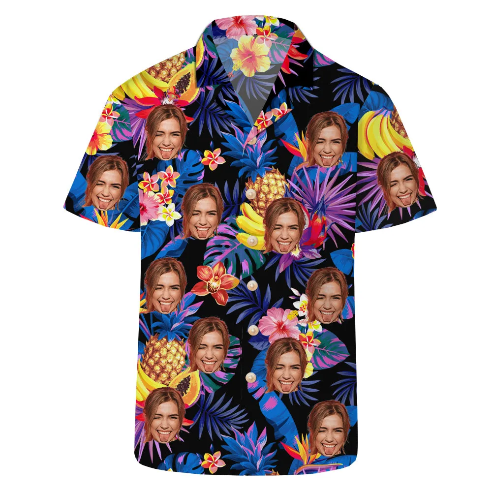 Tropical Fruit Print Men's Short Sleeve Tops Hawaiian Shirts Vacation Clothing