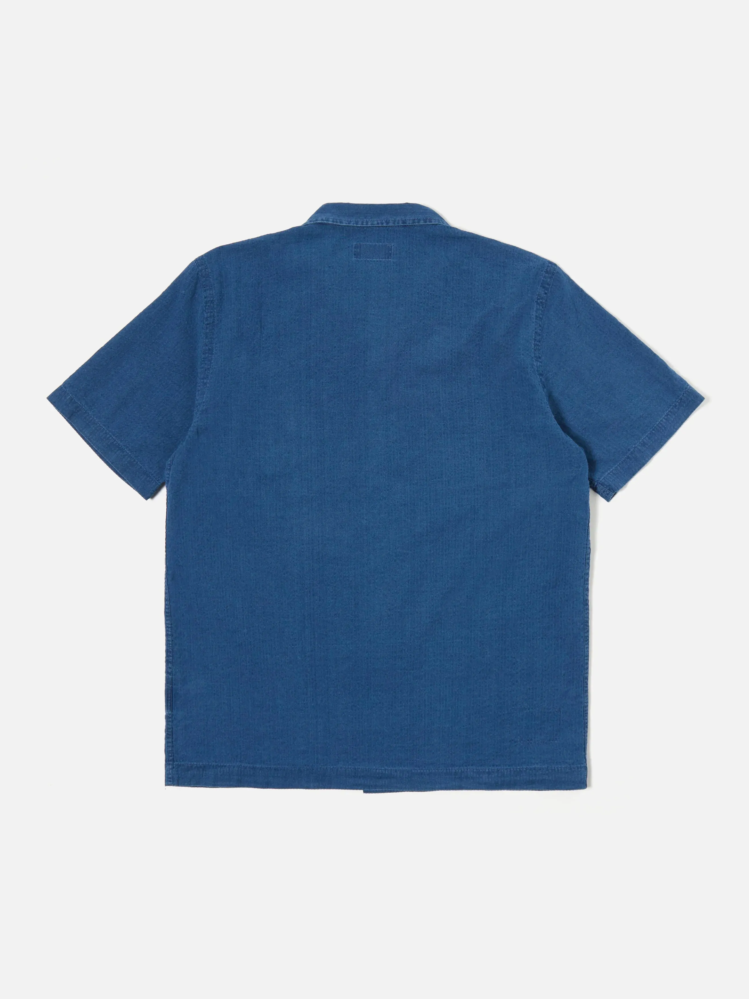 Universal Works Road Shirt In Washed Indigo Seersucker
