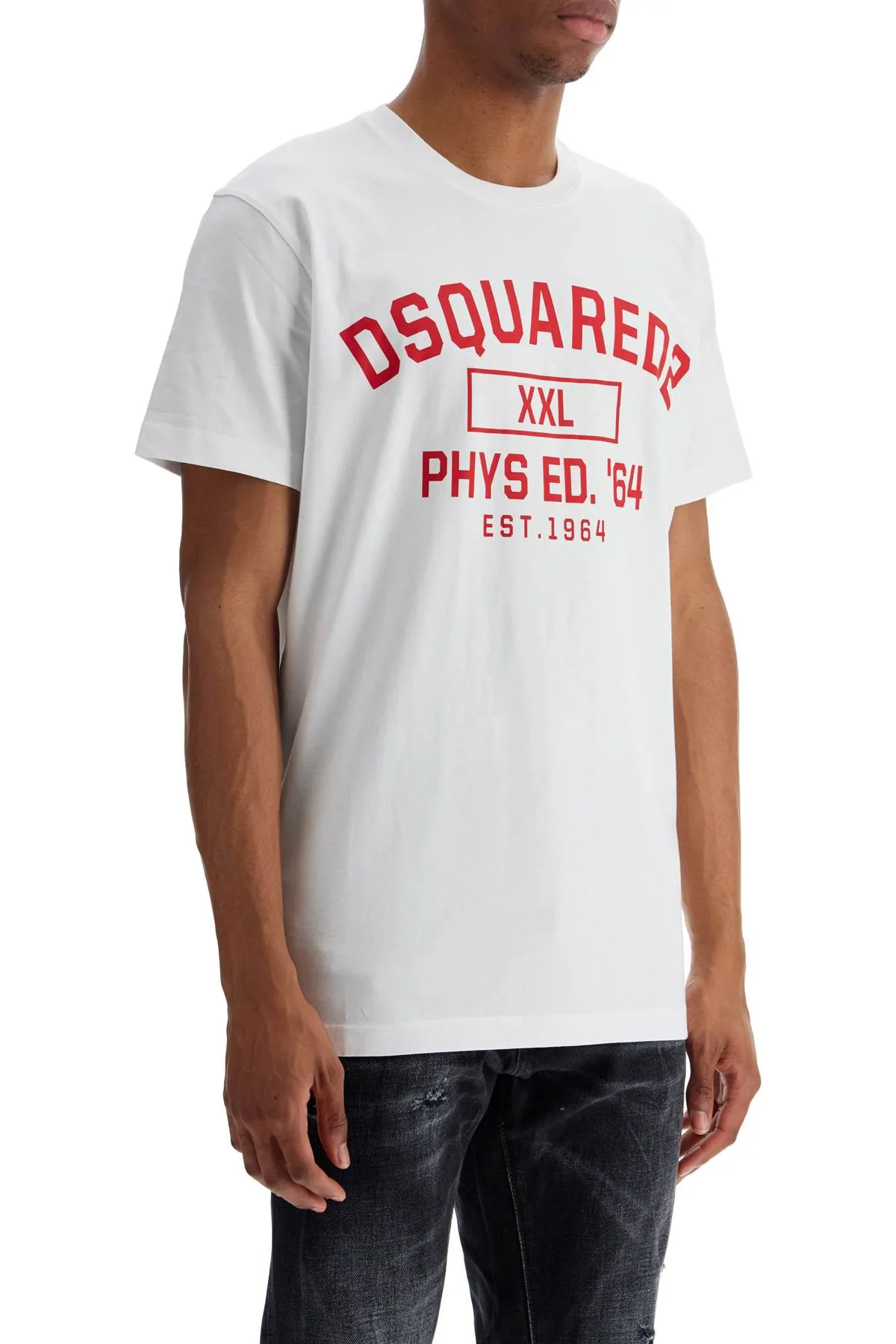 White Cotton T-shirt With Phys Ed 64 Logo
