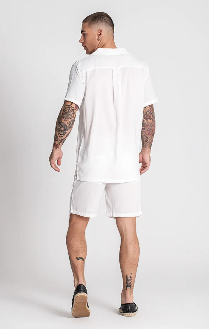 White Linen Hawaiian Shirt