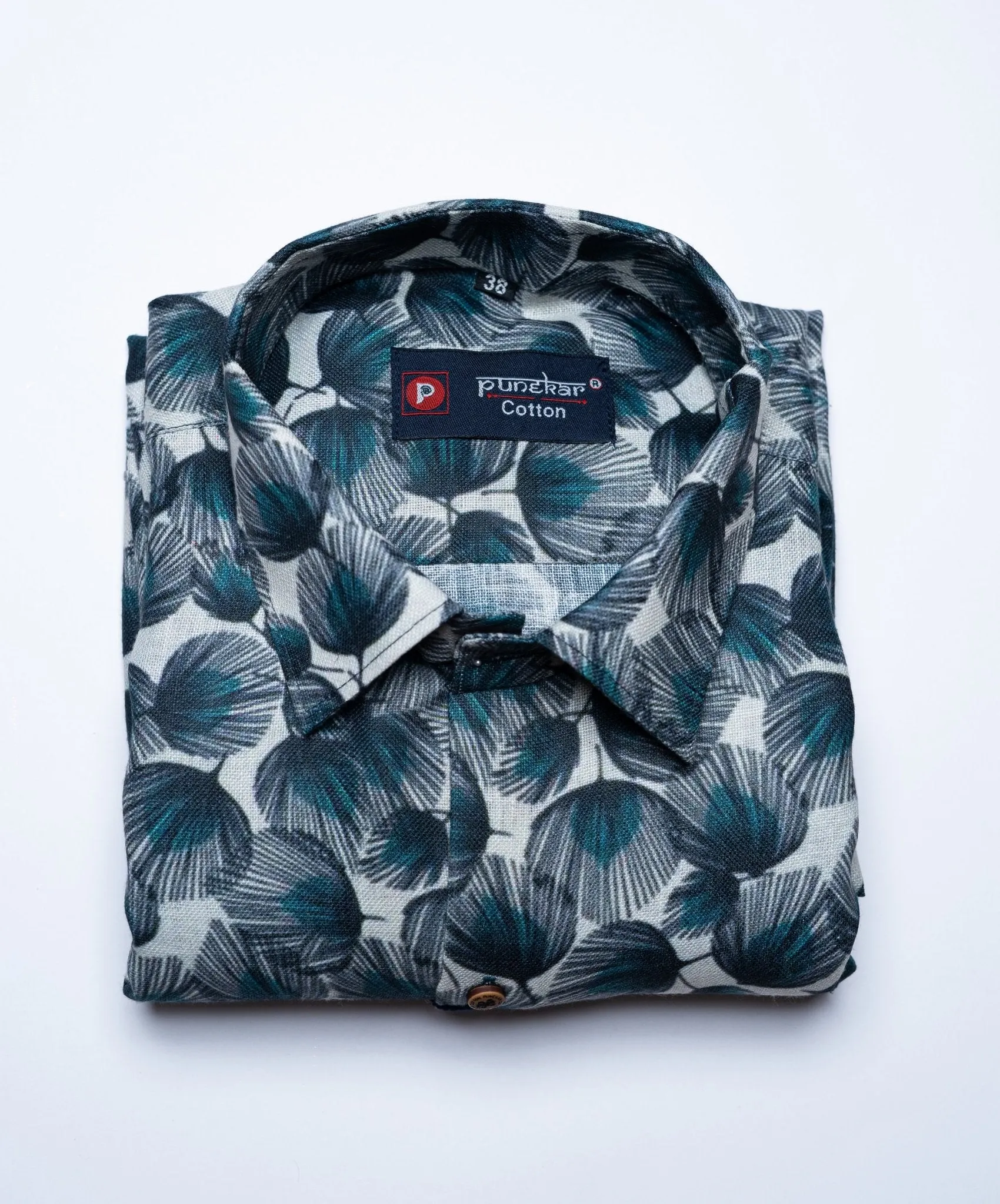 White Peacock Color feather print Shirt For Men