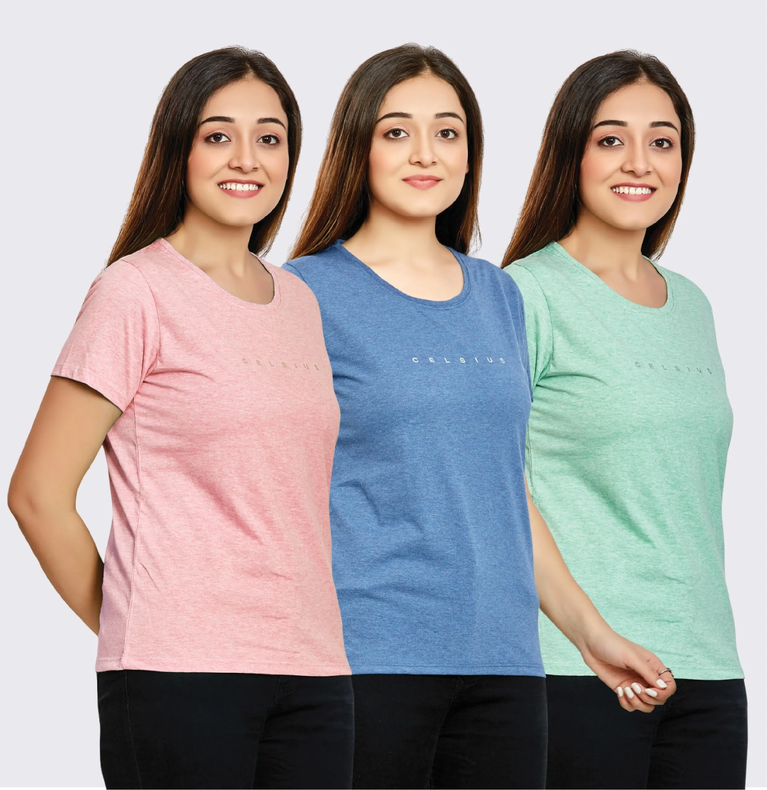 Women pack of Three Round Neck T-Shirt