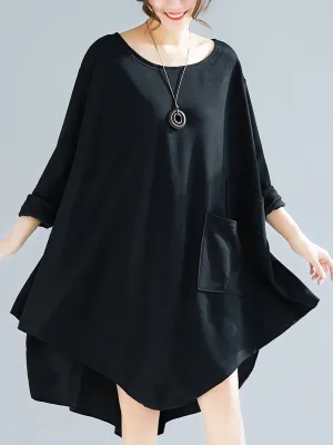 xakxx Loose Cropped A-Line Shirt Dress