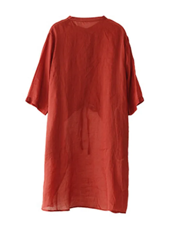 xakxx Original Embroidered Irregularity Round-Neck Blouse Tops