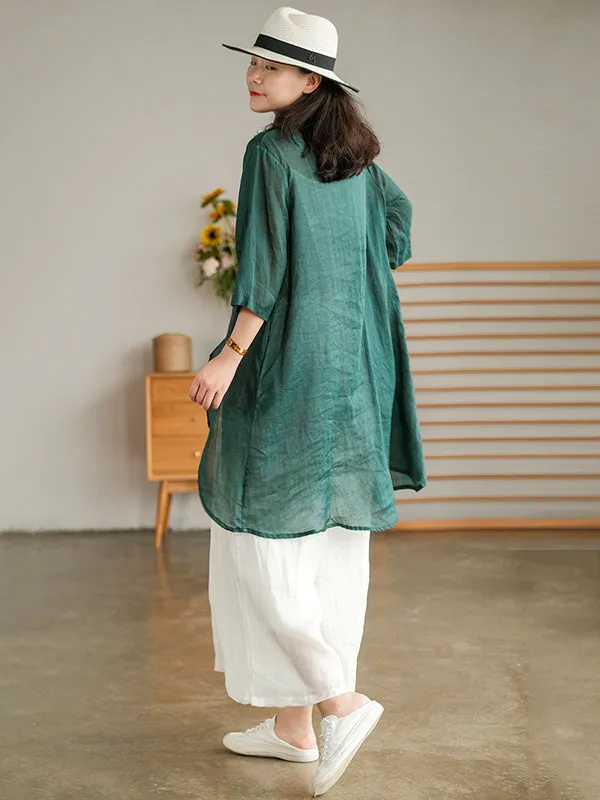 xakxx Original Embroidered Irregularity Round-Neck Blouse Tops